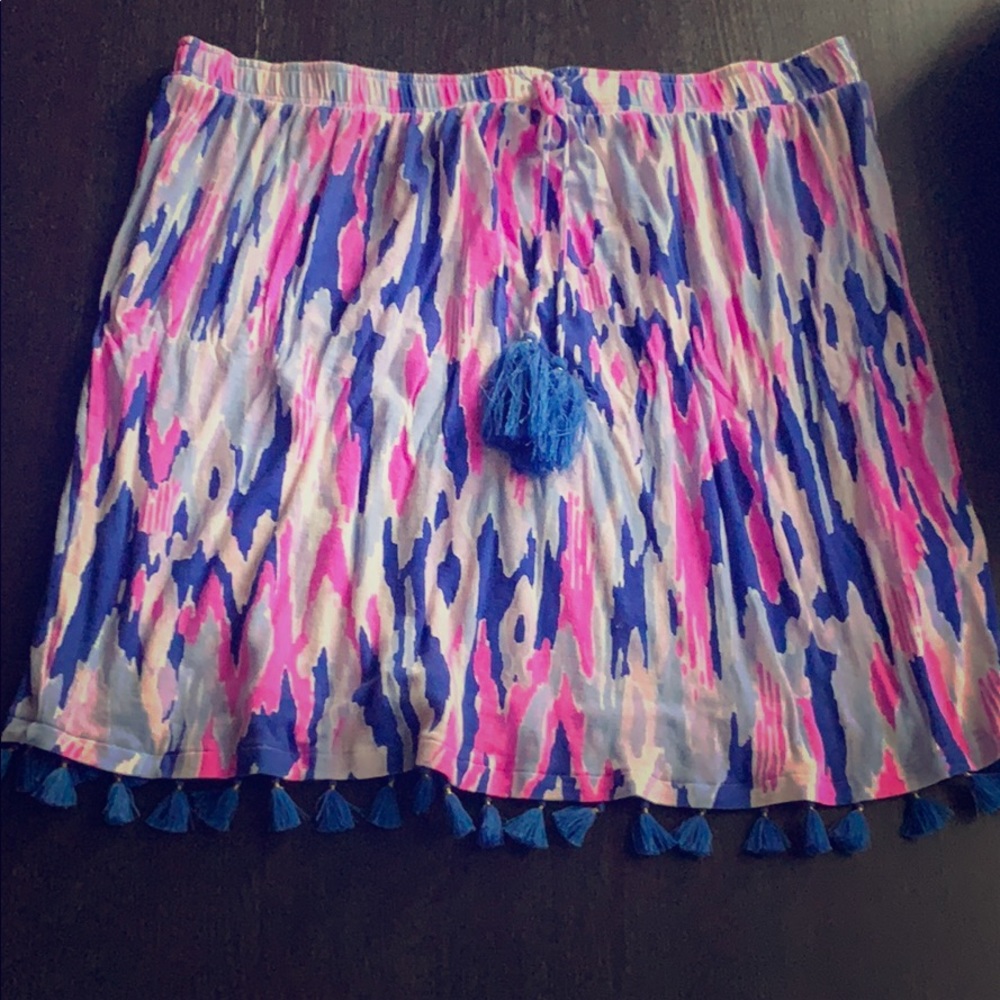 Lilly Pulitzer Pink, Blue & White Tassel Hem Top